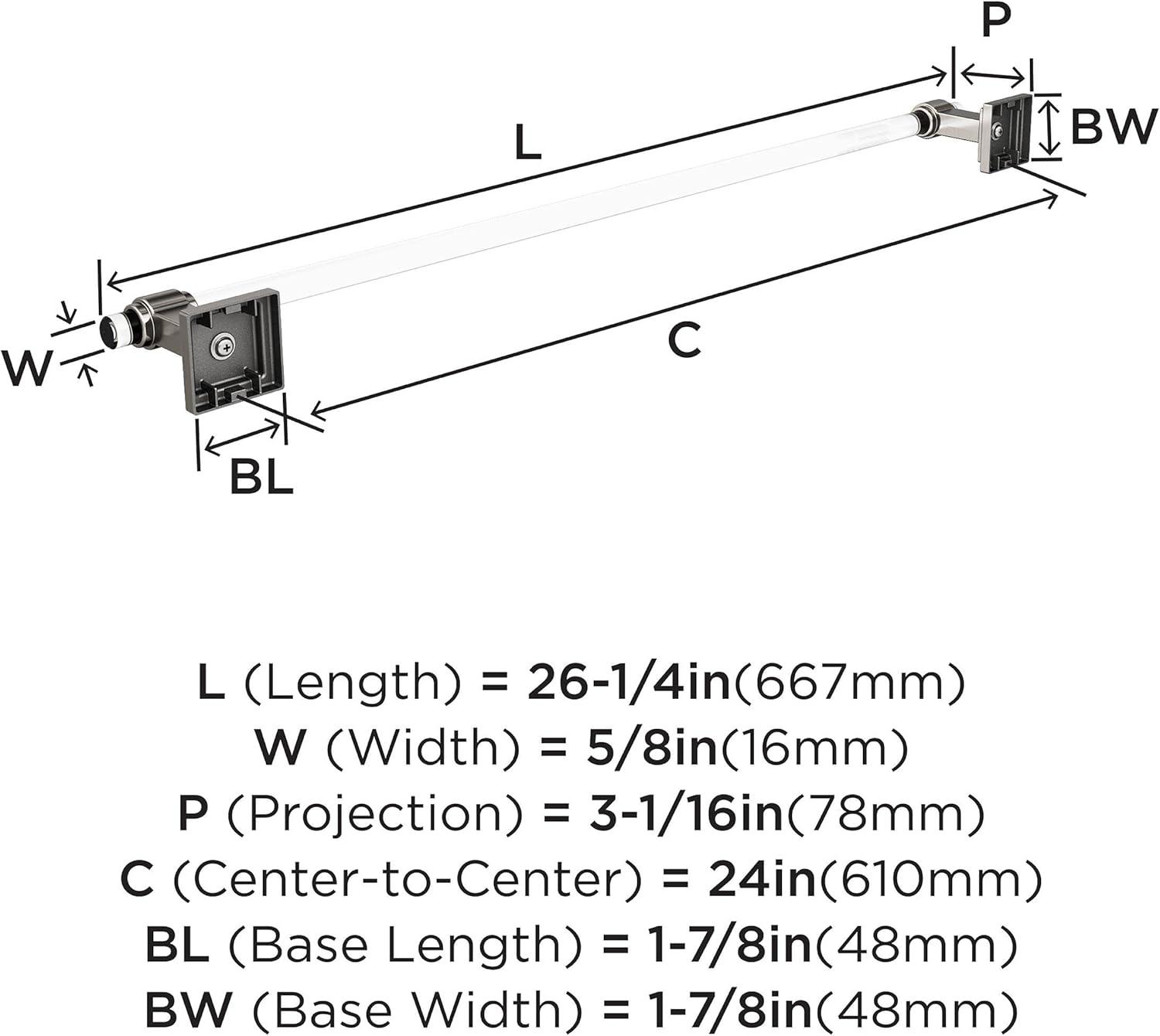 Glacio 24-Inch Clear and Brushed Nickel Wall Mounted Towel Bar