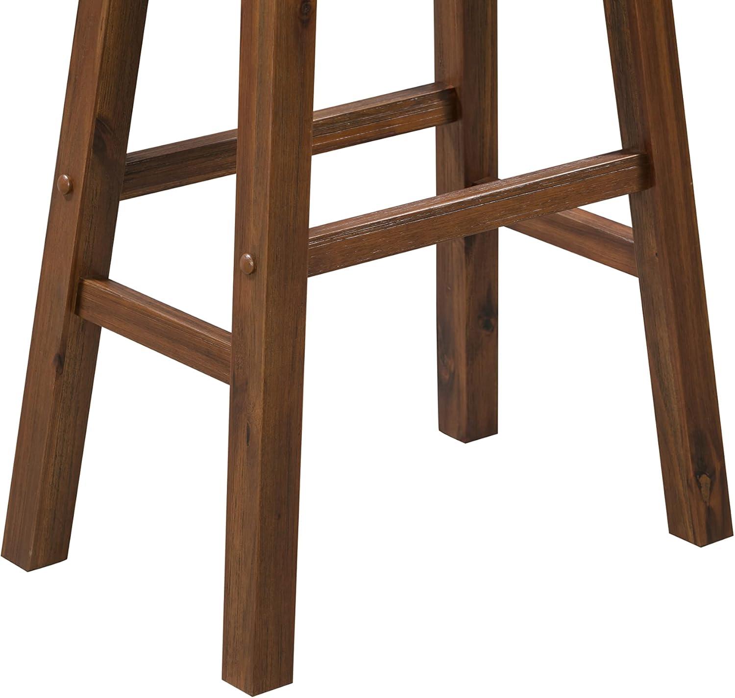 Set of 2 29" Wire-Brush Finish Backless Saddle Barstools Chestnut - Boraam: Solid Acacia, Footrests