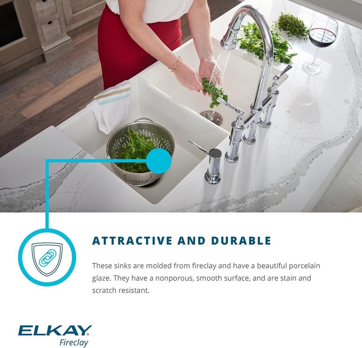 Elkay Fireclay 16" L x 19" W Undermount Bar Sink