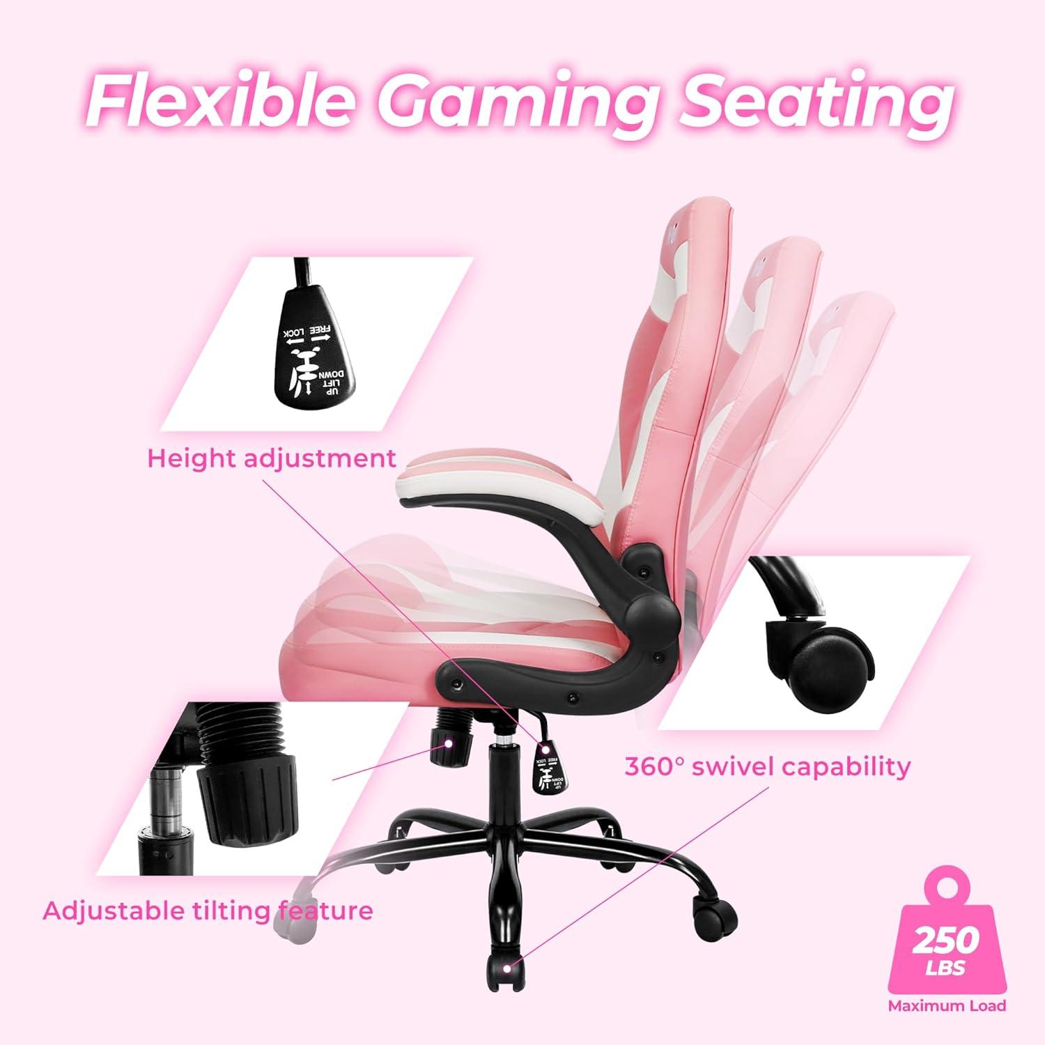 Neo Chair N-GEN Adjustable Ergonomic Faux Leather Swiveling PC & Racing Game Office Desk Chair with Flip-Up Arms