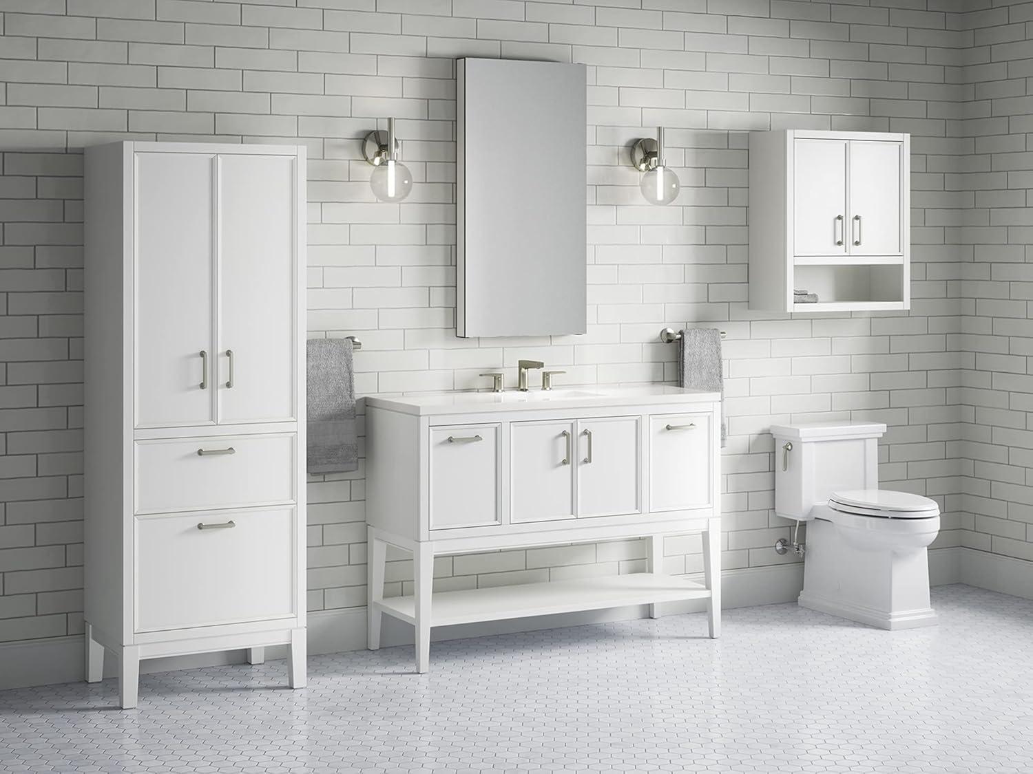 Winnow 48-Inch White Mahogany Bathroom Vanity with Quartz Top