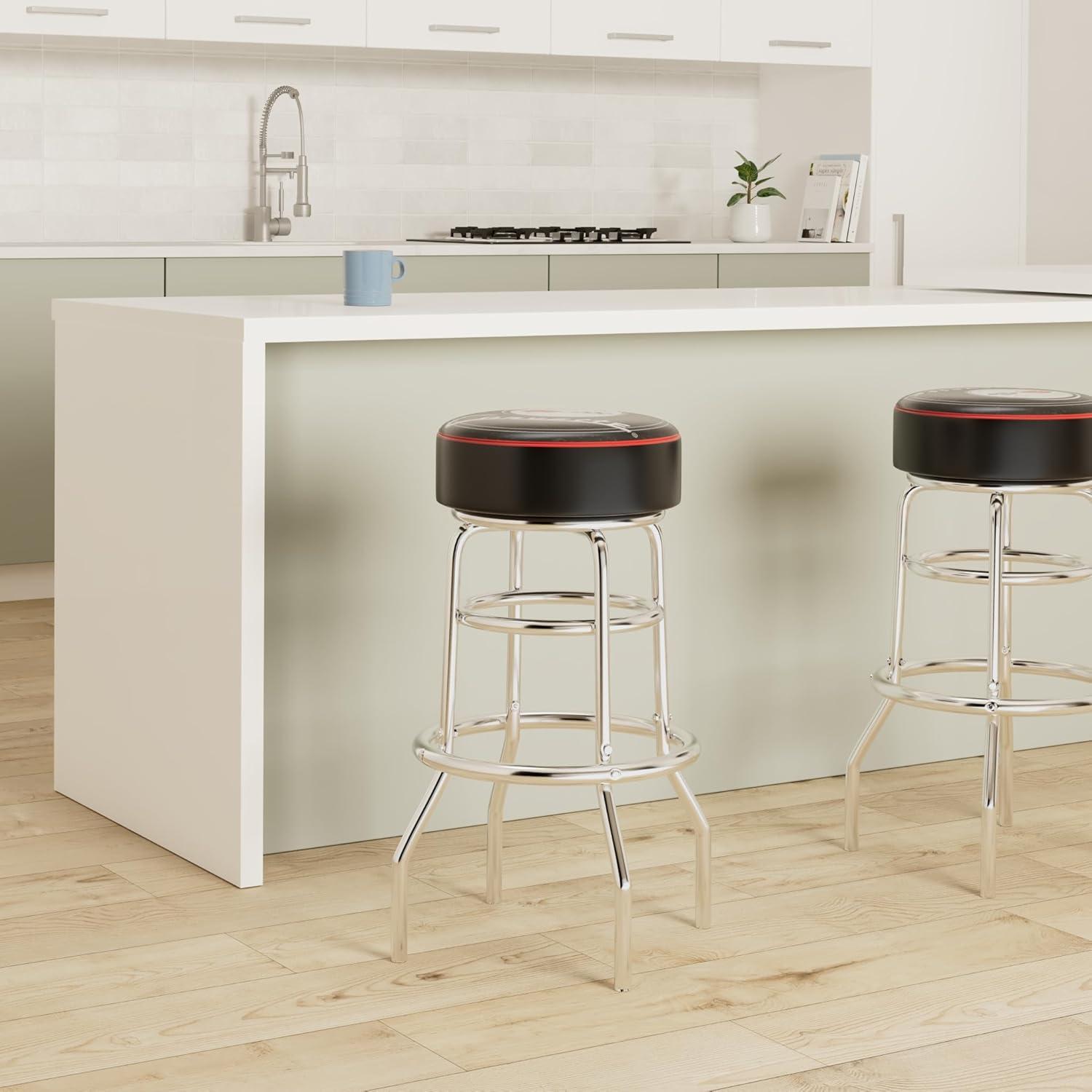 Trademark Global Swivel Upholstered Counter Stool with Metal Frame