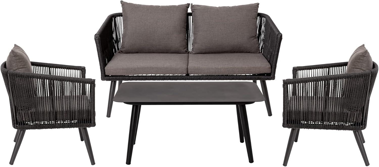 Kierra Black and Gray Metal 4-Piece Patio Conversation Set