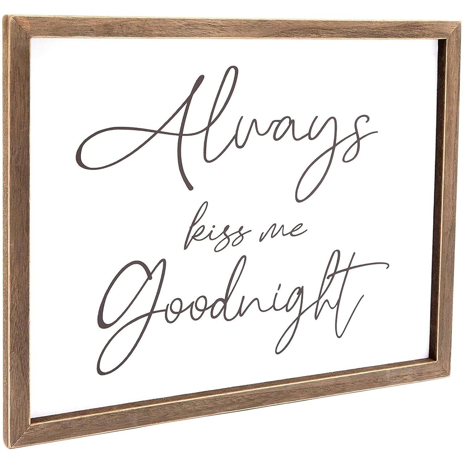 Farmlyn Creek Bedroom Wall Decor for Couples, Always Kiss Me Goodnight (15 x 12 In) - Home Decor Wall Art