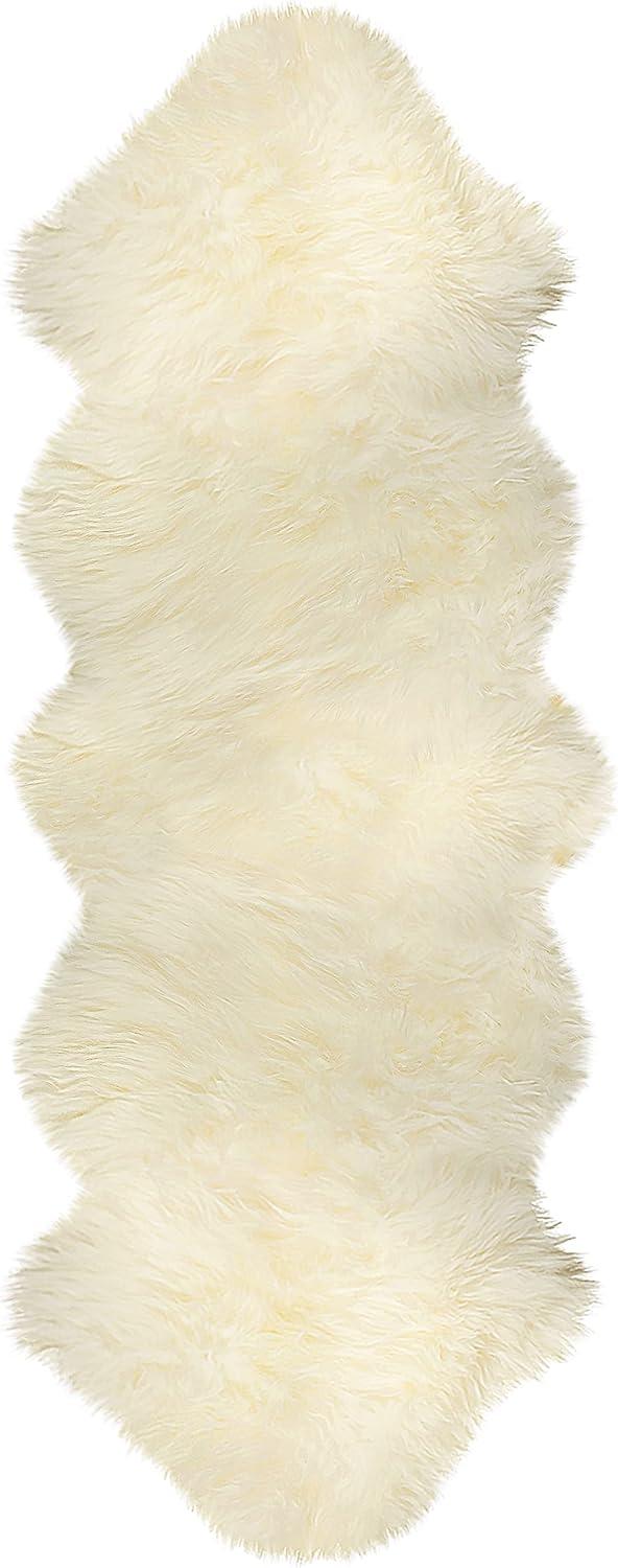 Natural Zealand Sheepskin Double Rug 2x6 White Soft Durable