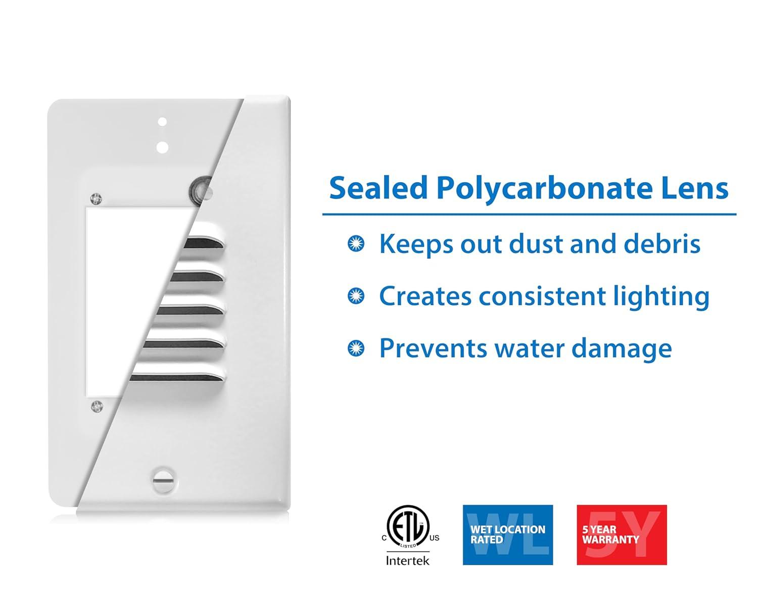 STP2 Series White LED Hardwire Stair Light Louvered with Dusk to Dawn Sensor