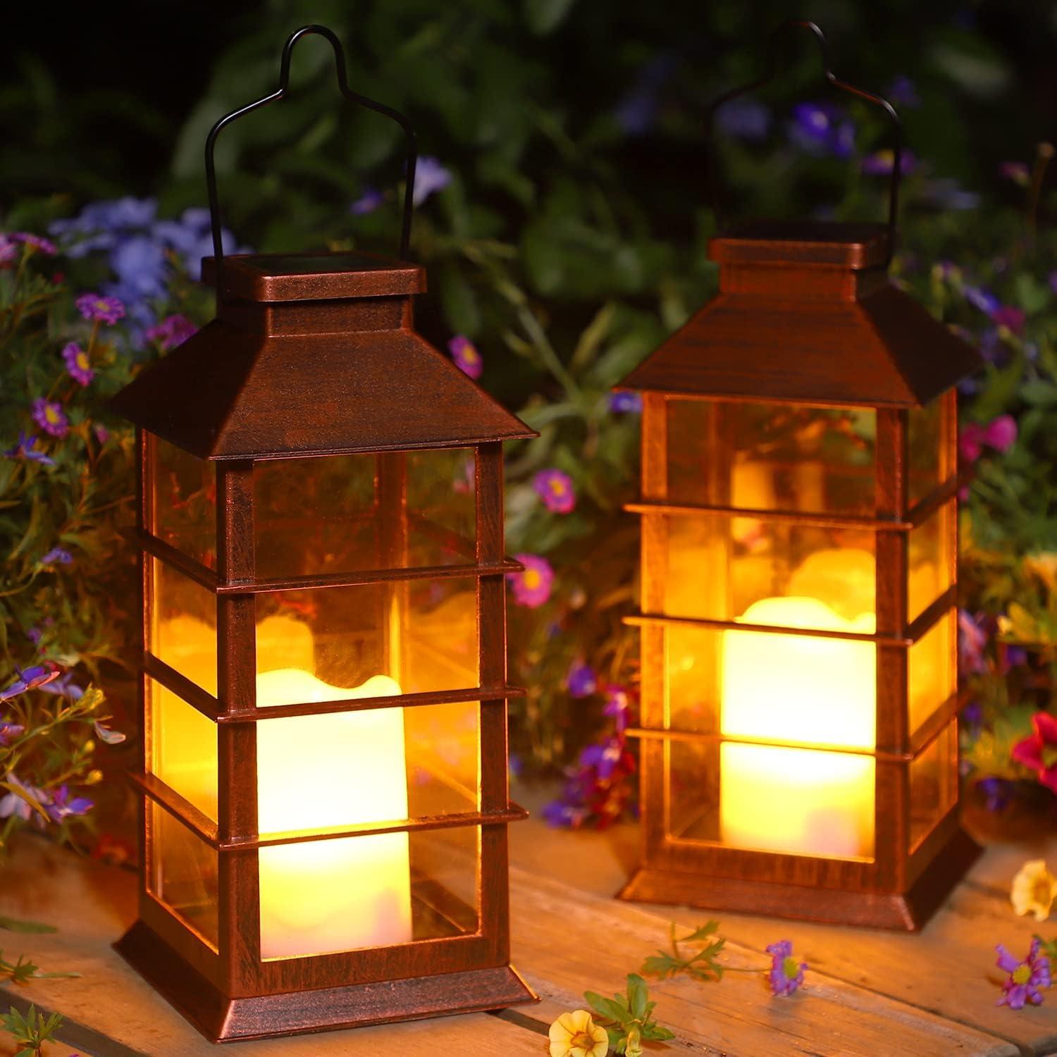 Bronze LED Flameless Candle Lanterns for Outdoor Garden