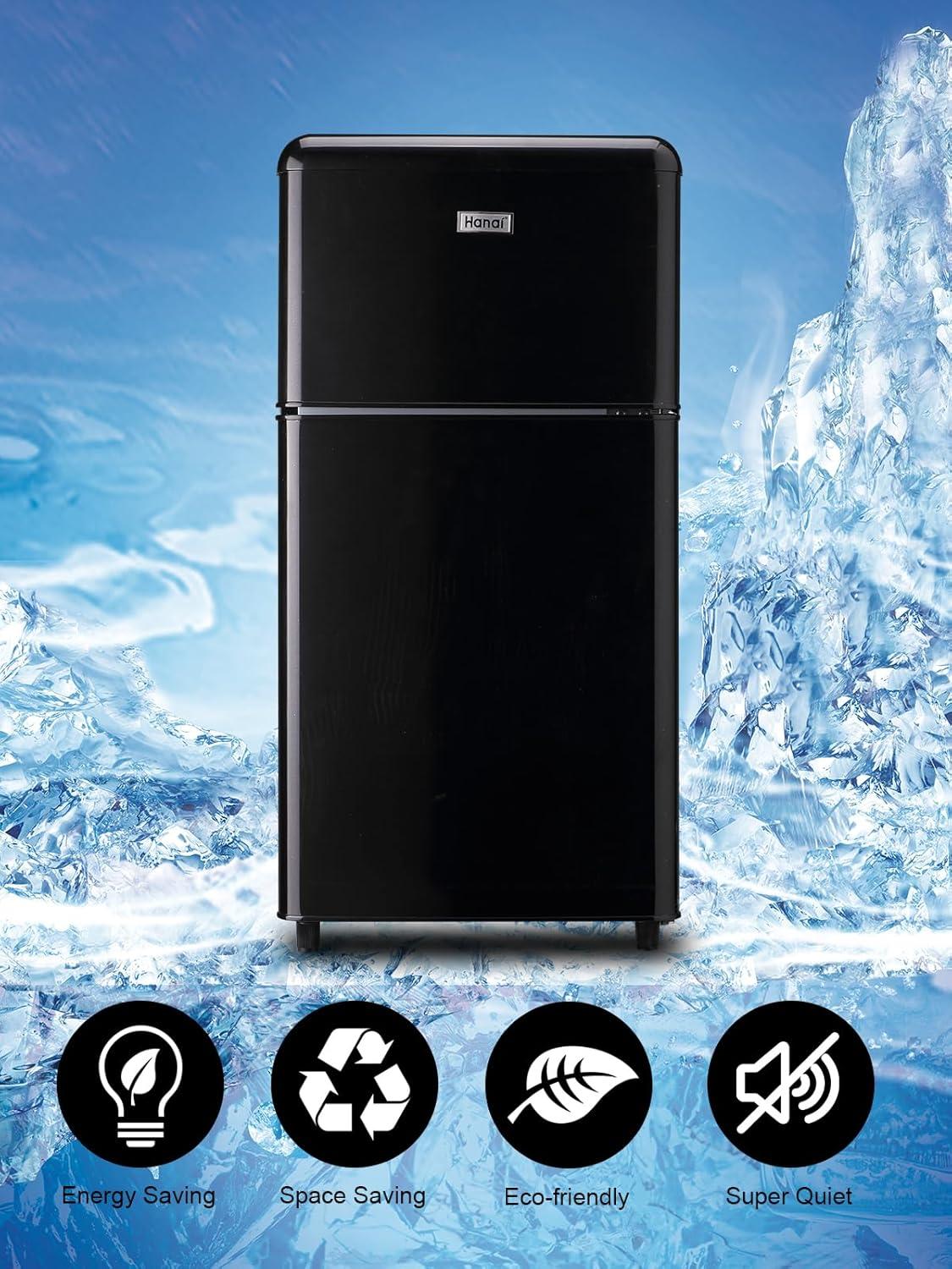 WANAI Compact Refrigerator 3.5 Cu.ft 2 Door Mini Refrigerator Adjustable Glass Shelves Refrigerator, Ideal for Apartment Dorm and Office, Yellow