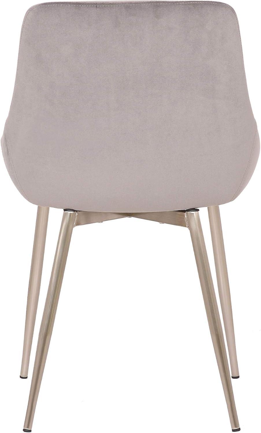 Heidi Gray Velvet Dining Accent Chair with Chrome Metal Legs