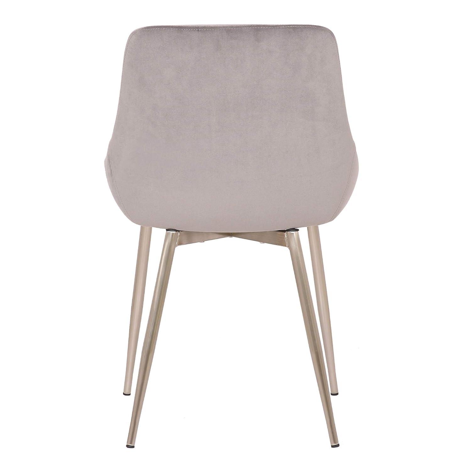Heidi Velvet Dining Accent Chair Gray - Armen Living: Chrome Legs, Soft Polyester Upholstery, Modern Style