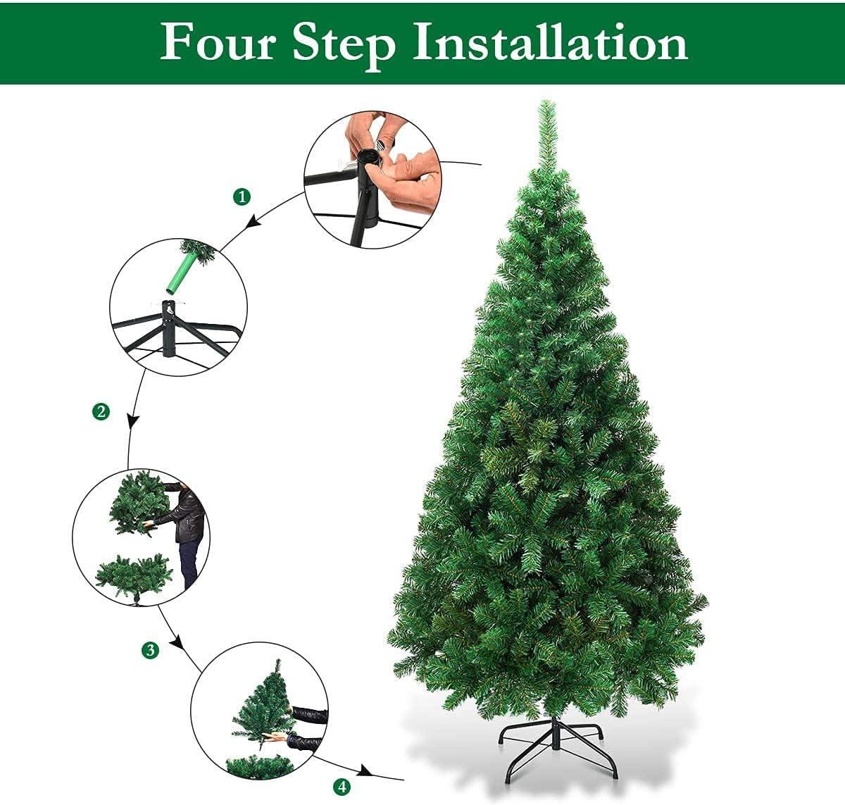 FANTASK Artificial Christmas Tree with Metal Stand, Holiday Christmas Pine Tree for Home, Office, Party Decoration (5 feet) C50