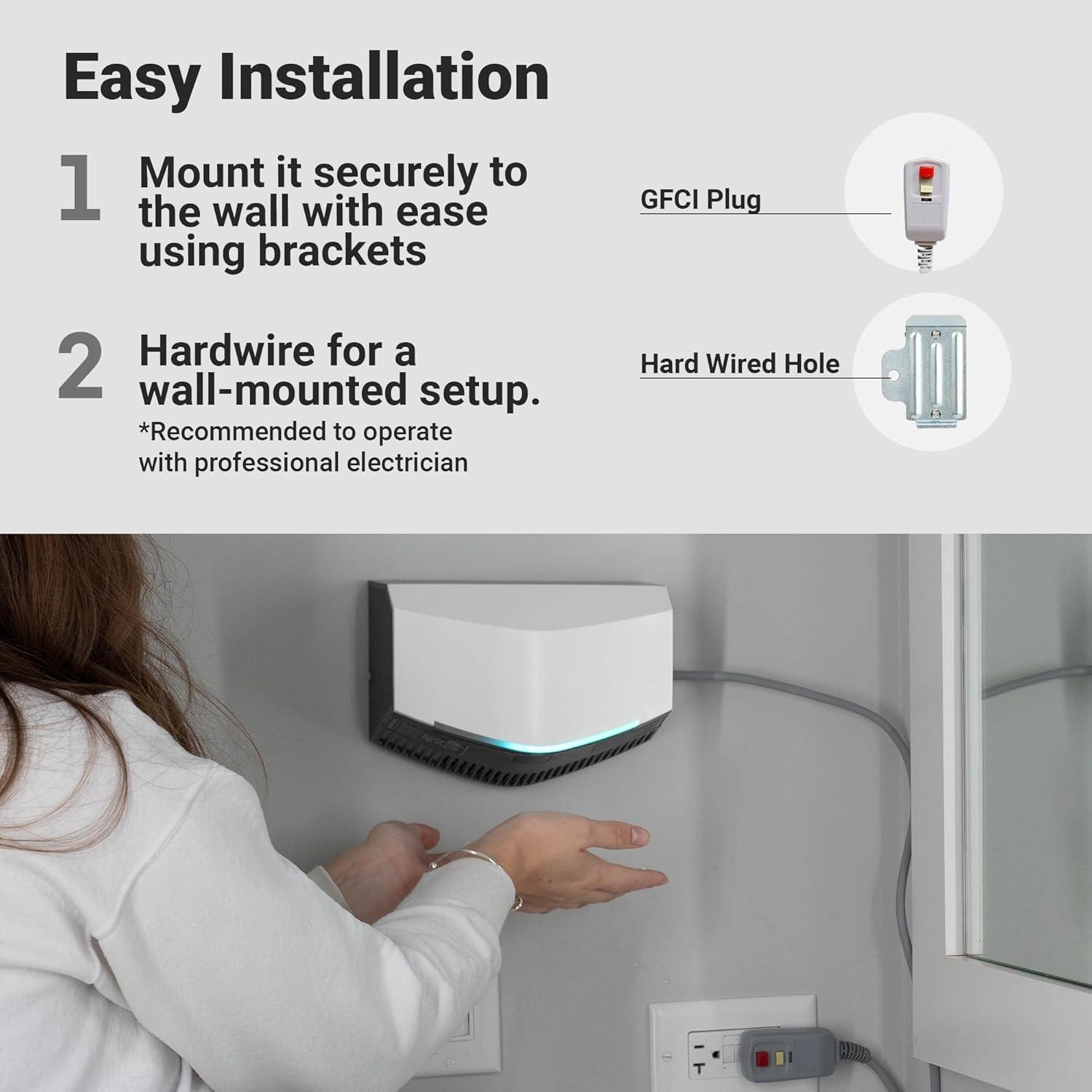 Hand Dryer for Home and Commercial Bathrooms - Compact Electric Hand Dryer | Automatic | Air blade | Plug in ready | Portable /w stand or Wall Mount | HEPA Filter | Touchless | UL Certified
