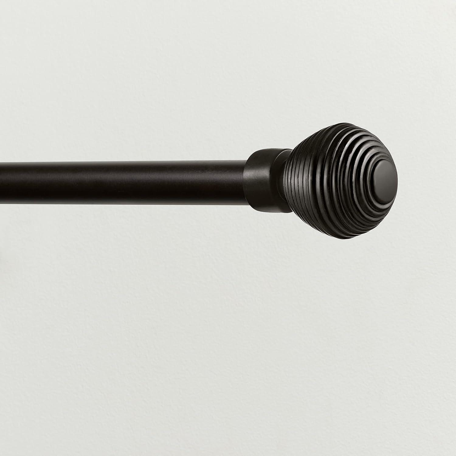 Matte Bronze Adjustable Curtain Rod with Sphere Finials