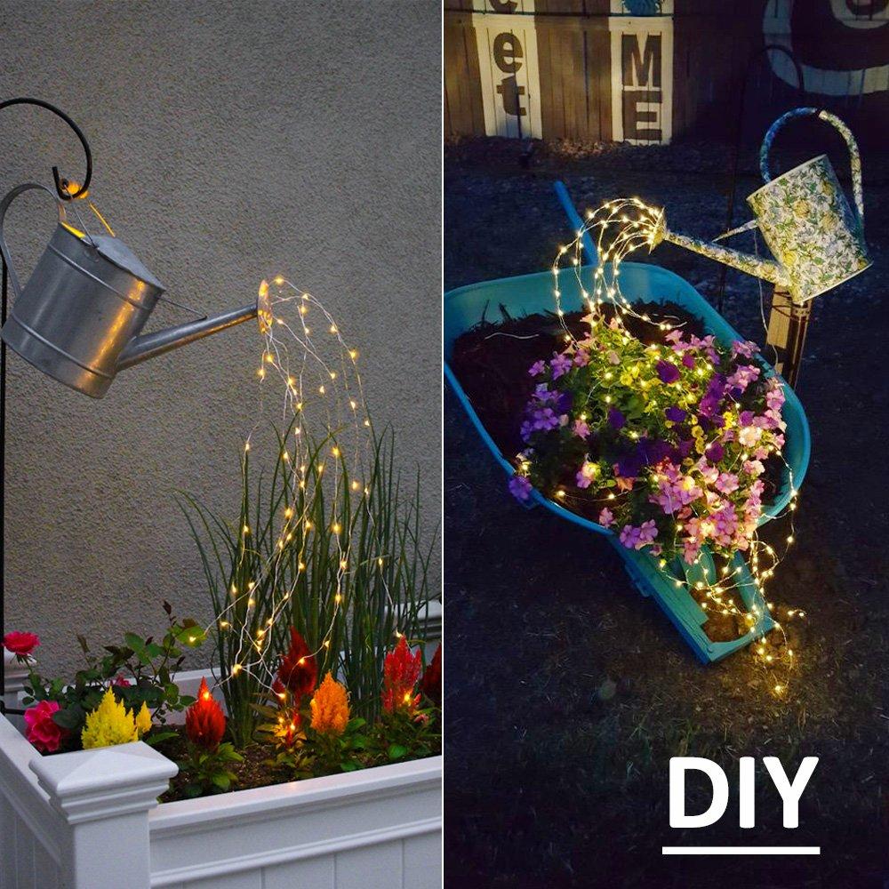 Soltuus, Luces de Hadas de 180 Ledes con Energía Solar, Regadera de Múltiples Hebras, Luces de Hadas de Cascada Impermeables, Luces de Racimo de Luciérnagas Blancas Cálidas