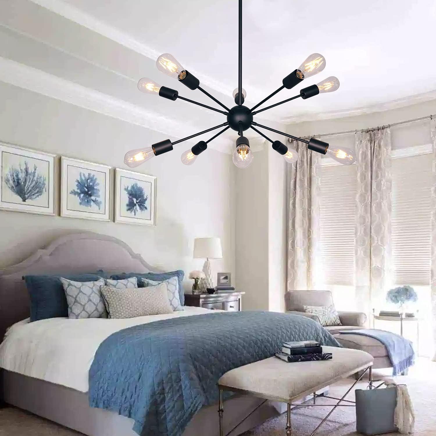 Black Metal 10-Light Sputnik Sphere Chandelier