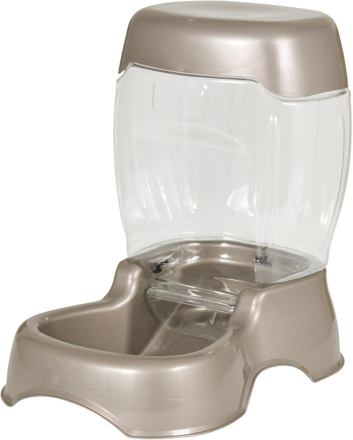 Petmate Café Gravity Pet Feeder Automatic Feeder for Cats and Dogs Dry Food Treat Dispenser Station, 6 lb, Pearl