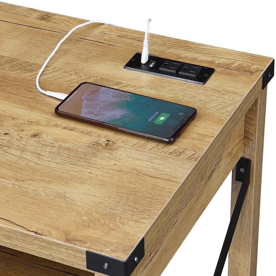 Durango English Oak 42" Desk with Built-In USB Charging Station