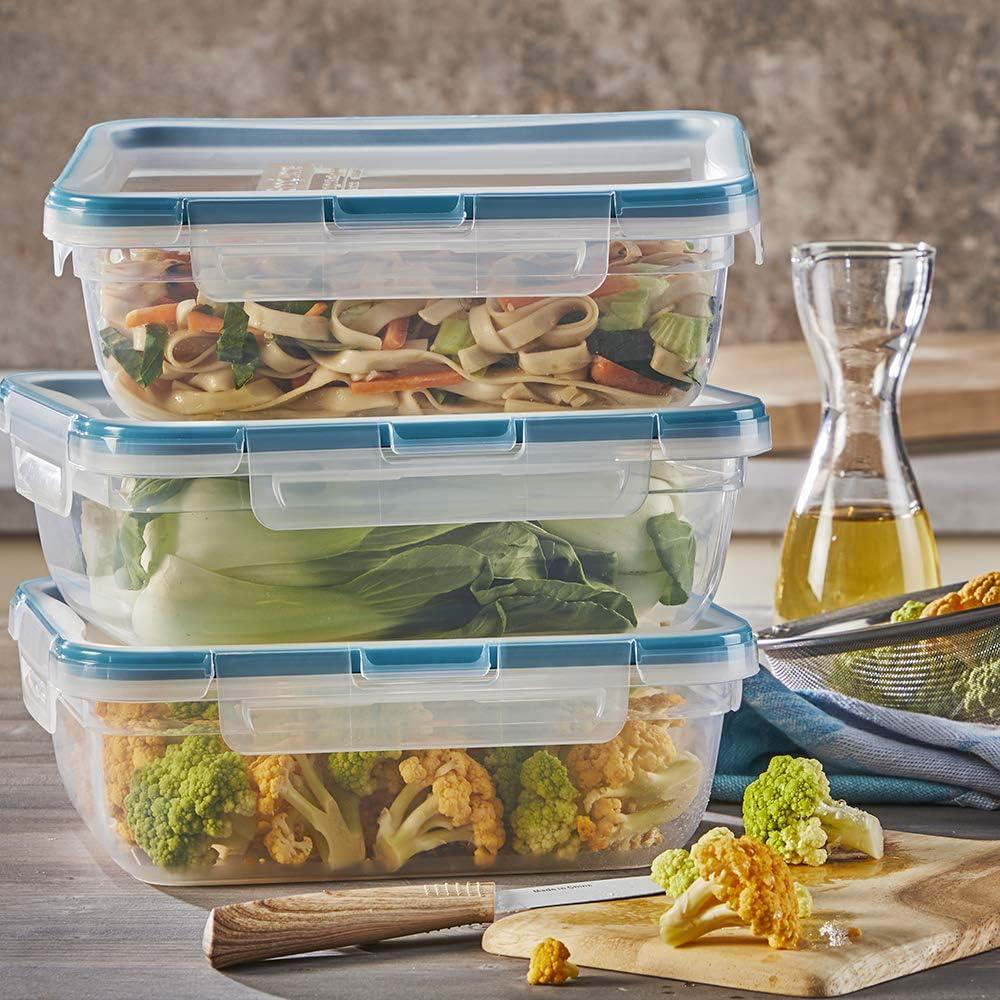 6-Piece Clear Plastic Meal Prep Containers with Blue Lids