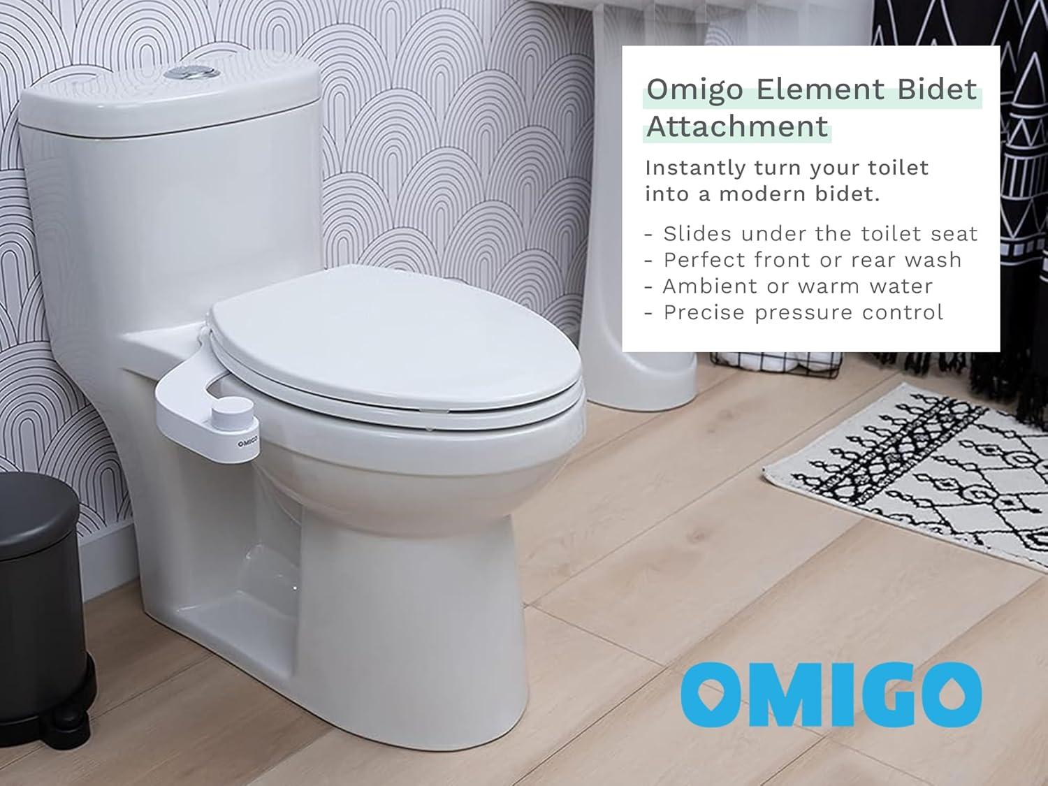 White Non-Electric Warm Water Bidet Attachment with Supply Lines