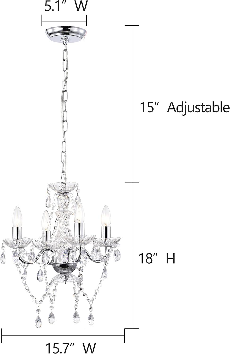 LaLuLa Chrome Chandelier Modern Mini Acrylic Crystal Chandelier Lighting 4 Light Candle Style Chandeliers for Dining Room