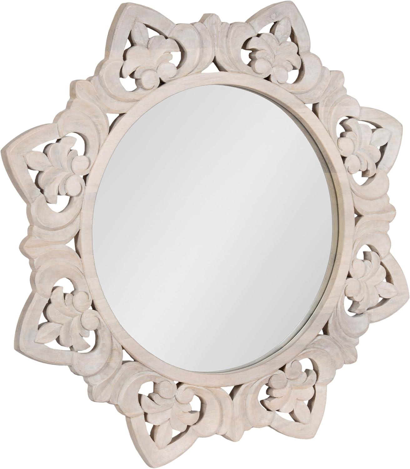 Kate & Laurel All Things Decor 28"x28" Meera Carved Wood Mirror Brown: Artisan Starburst, No Assembly