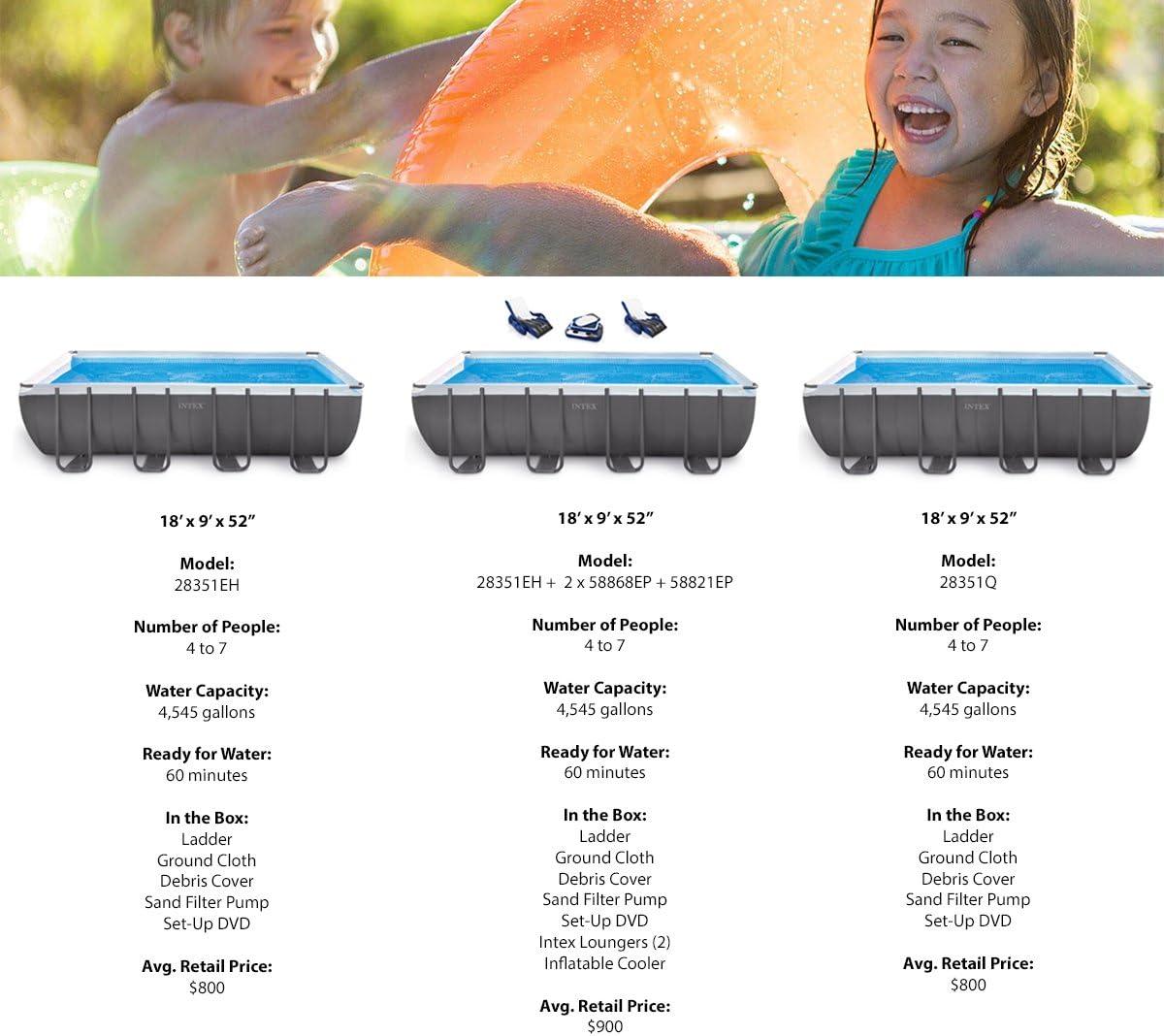 18ft X 9ft X 52in Rectangular Ultra Frame Pool Set