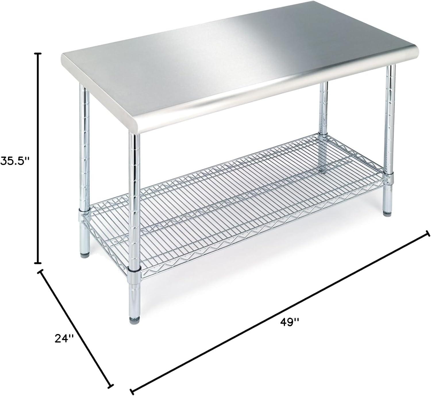 Commercial Stainless Steel Work Table with Chrome Frame