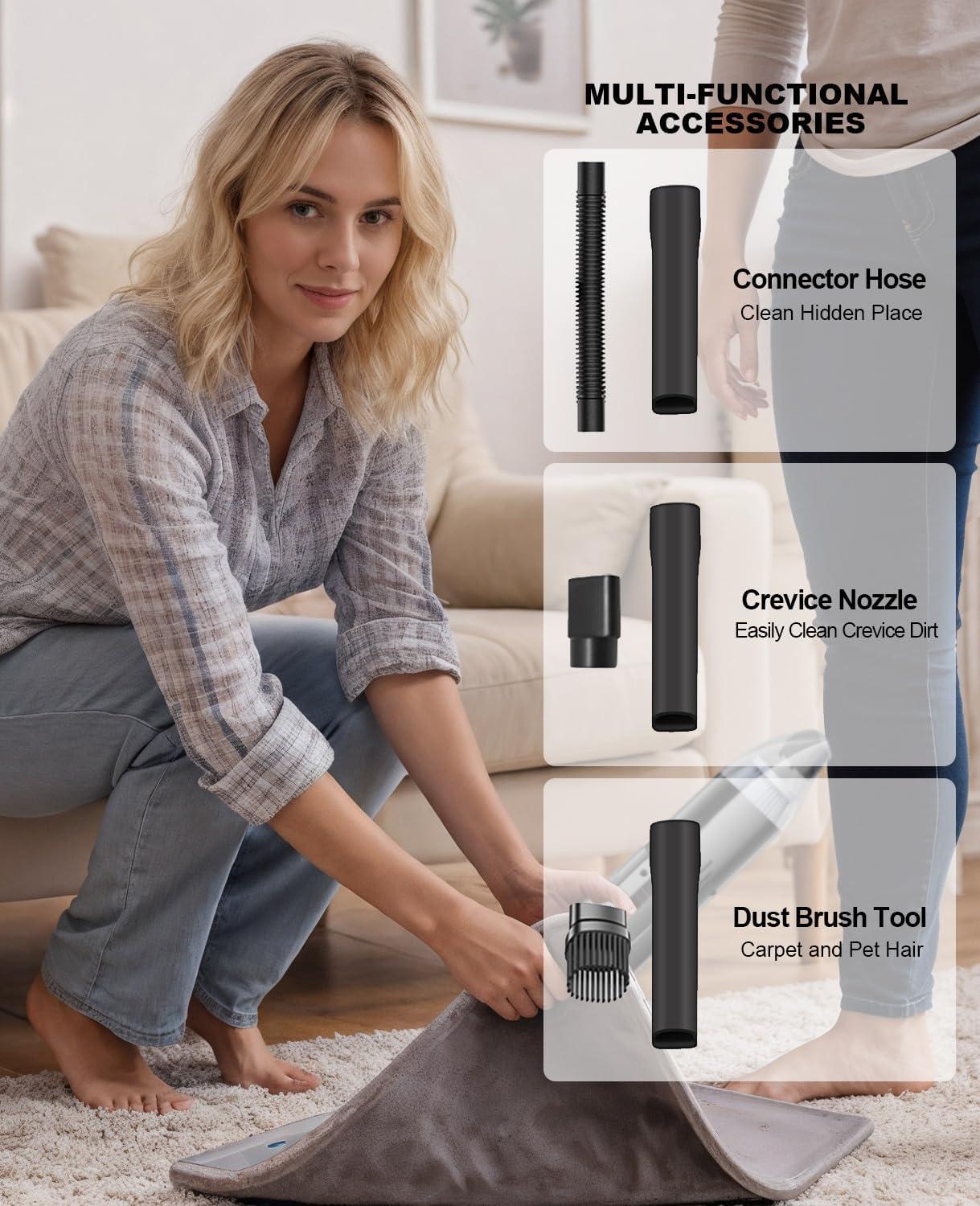 Handheld Vacuum Cleaner Cordless, Mini Portable Car Hand Vacuum Cleaner, Powerful Suction Hand Vac, Rechargeable Lightweight Handheld Vacuum for Home, Car, and Keyboard - USB Charging