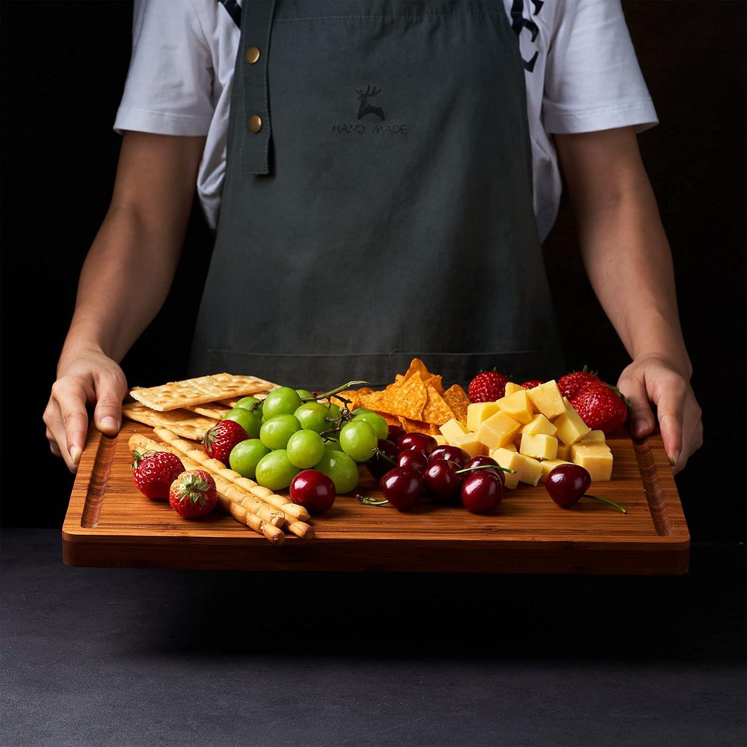 Large Bamboo Rectangular Cutting Board with Juice Grooves