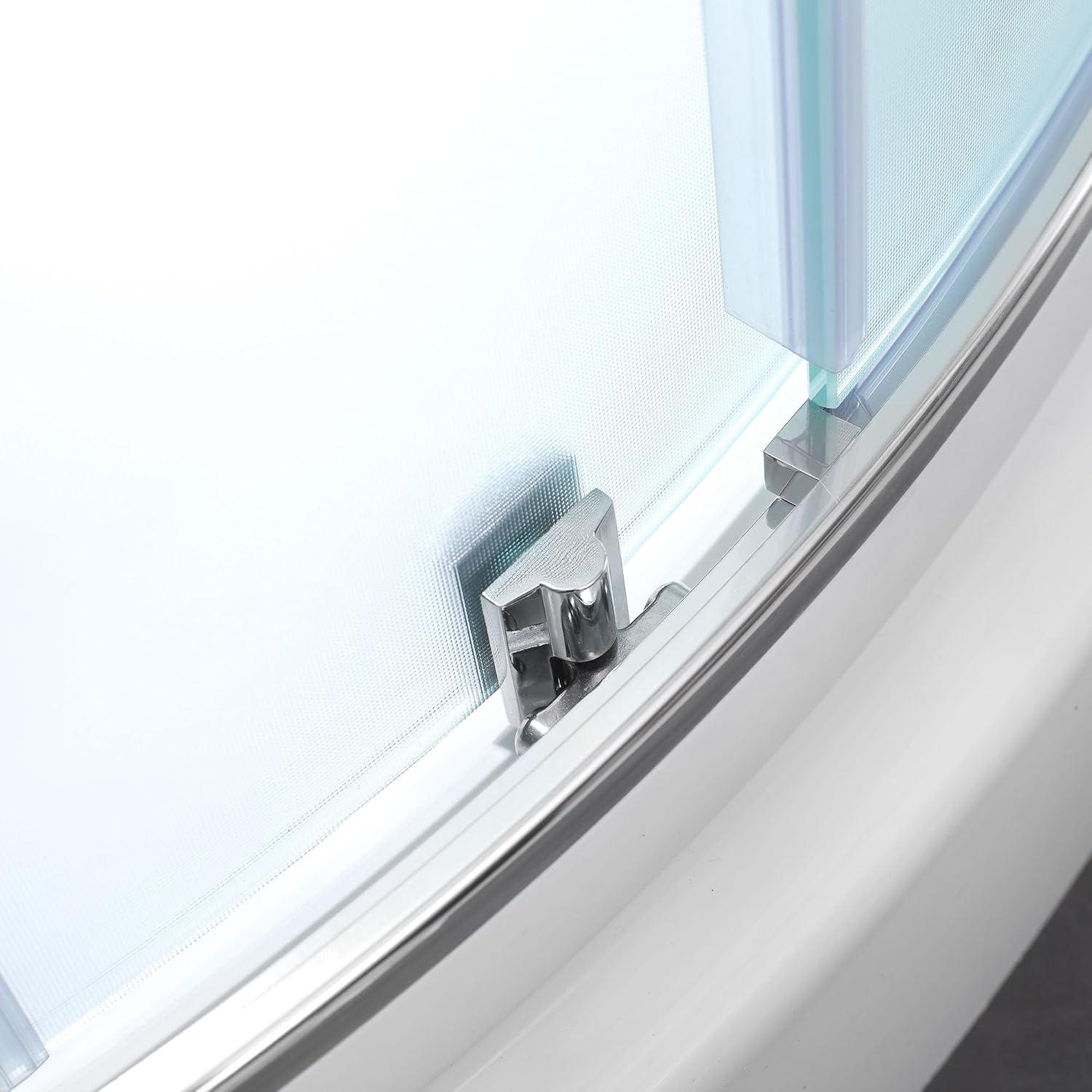 Ove Decors OVE Decors Breeze Premium 33 in. Round Shower Kit w/ Frosted, Base in Chrome Finish BREEZE 32 FROSTED GLASS KIT