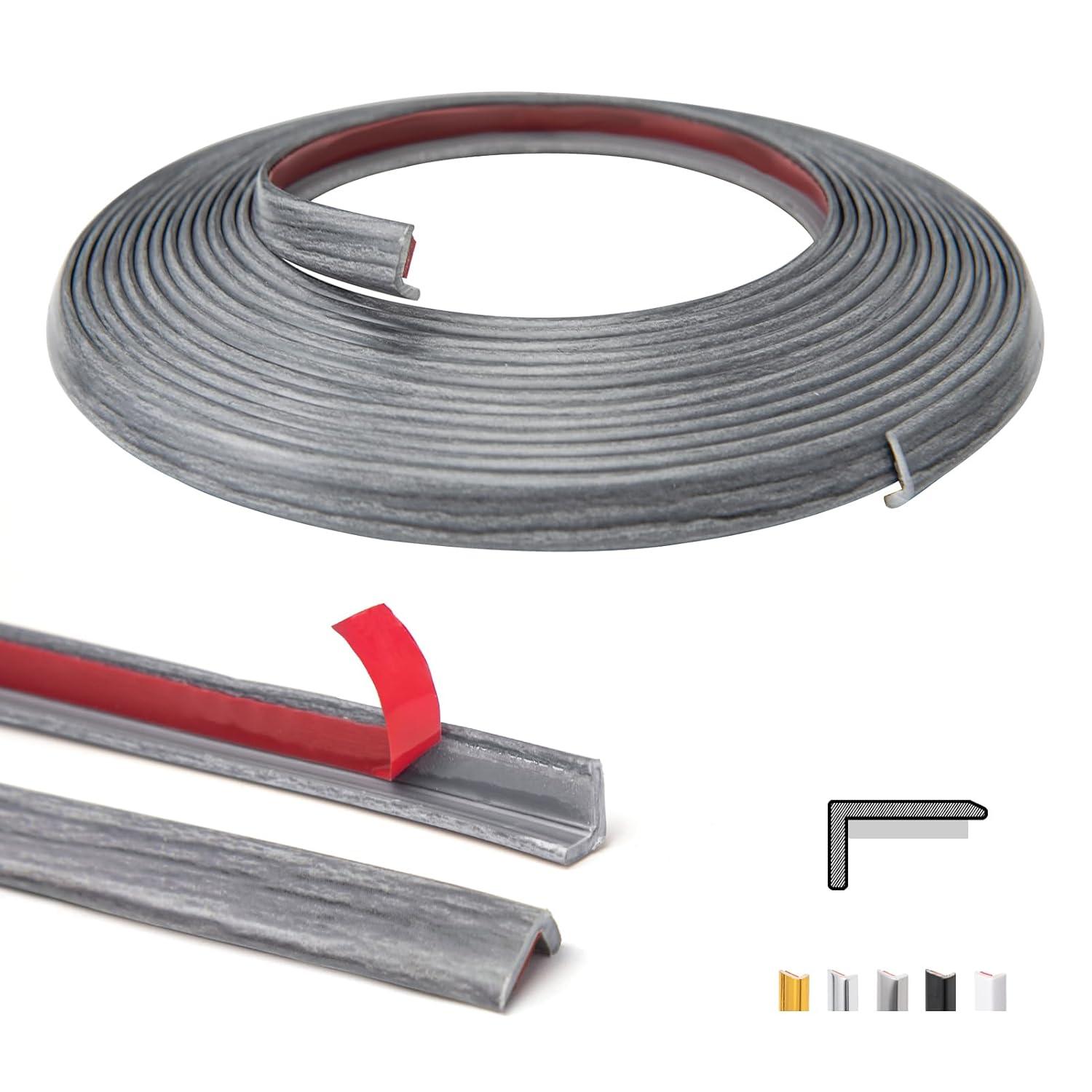 Art3d 20ft Outside Vinyl Corner Trim Peel and Stick for Tile and Wall Edges, Furniture Decoration (Grey Oak)