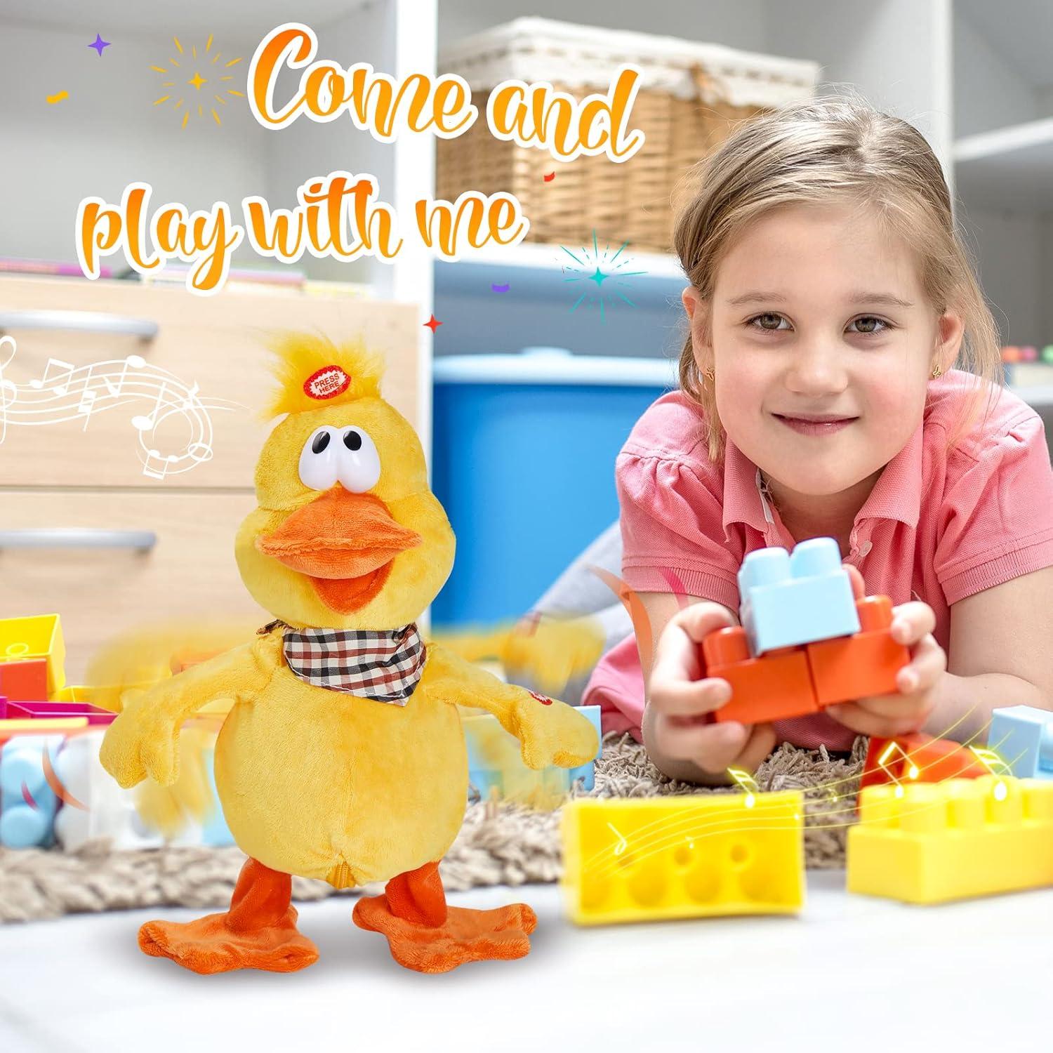 Houwsbaby 15" Electronic Squawking Chicken Toy, Easter Chicken Stuffed Animal Interactive Musical Walking Singing Waving Rooster Plush Toy with Bib Present for Kids Boys Girls Easter Thanksgiving Day