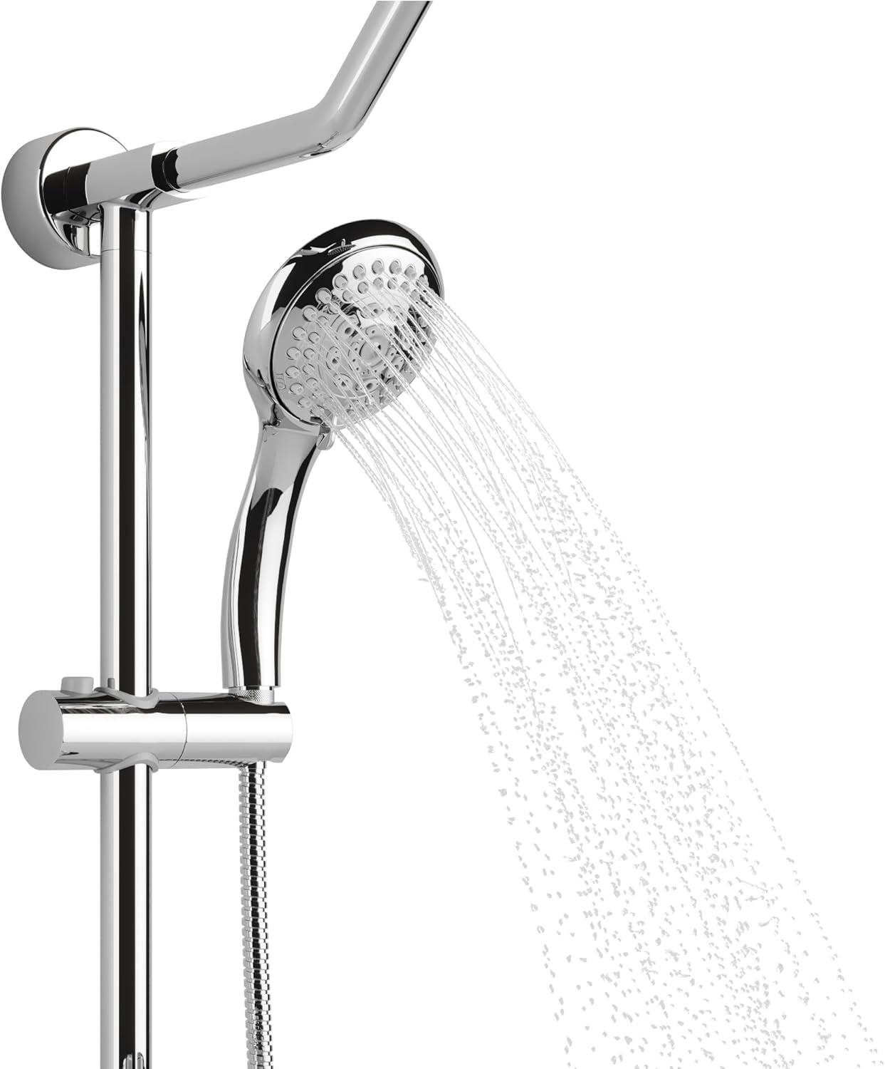 Chrome Adjustable Height Rain Shower System with Handheld