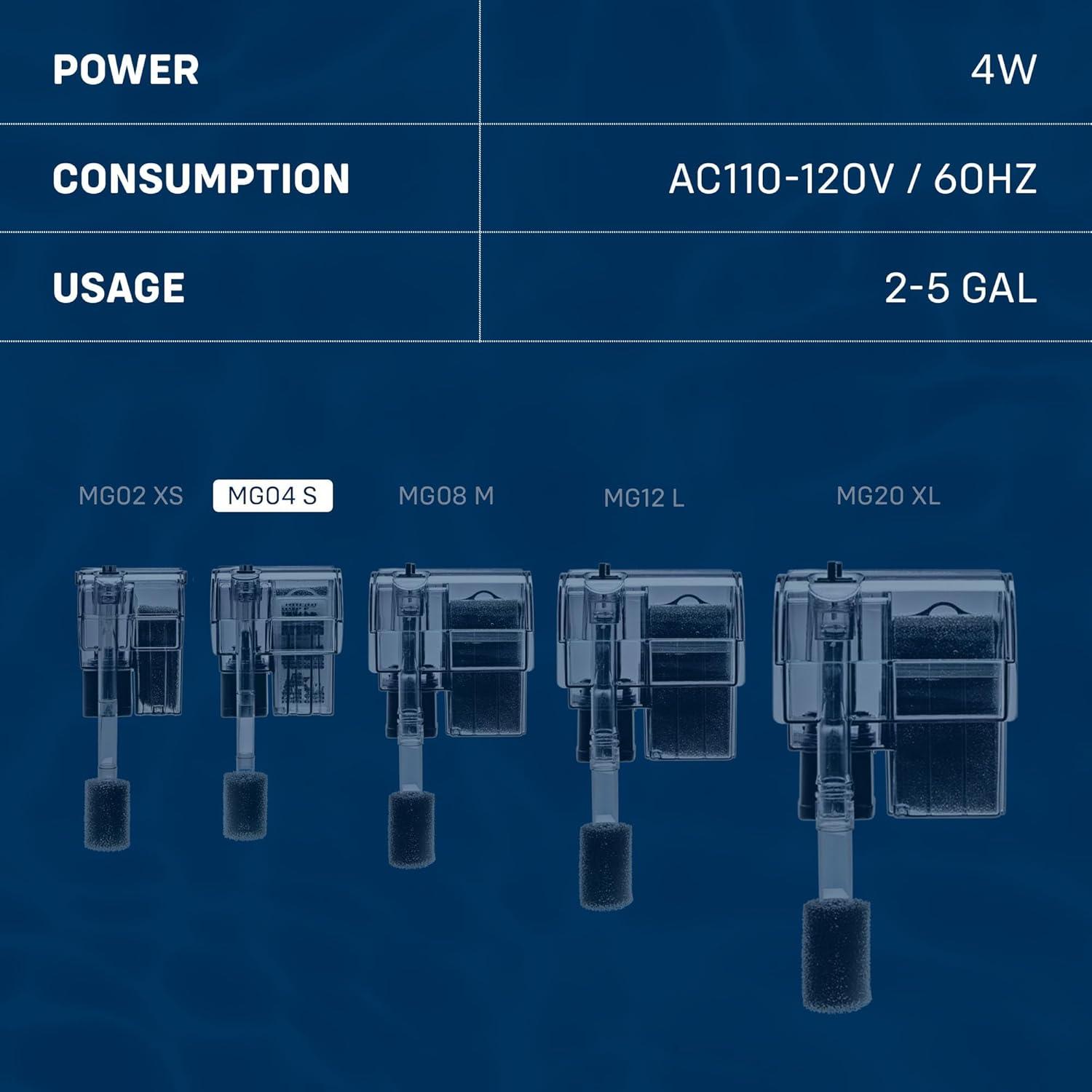 Mighty Small Clear Acrylic Hang On Back Aquarium Filter