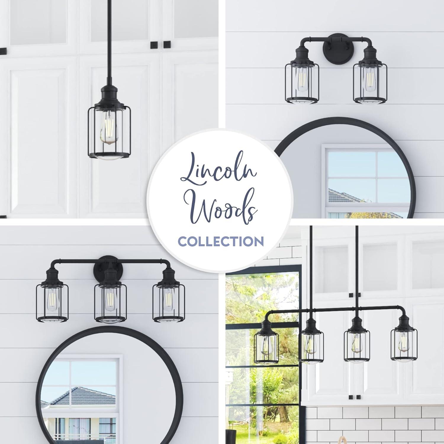 Matte Black Industrial Farmhouse Pendant Light with Clear Glass Shade