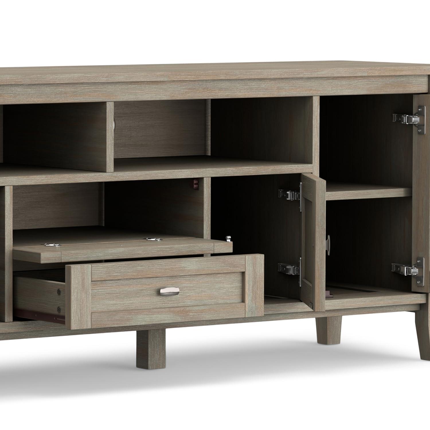 Simpli Home Warm Shaker 72"W Solid Wood TV Stand for TVs up to 80" with 4 Storage Cabinets and 2 Drawers