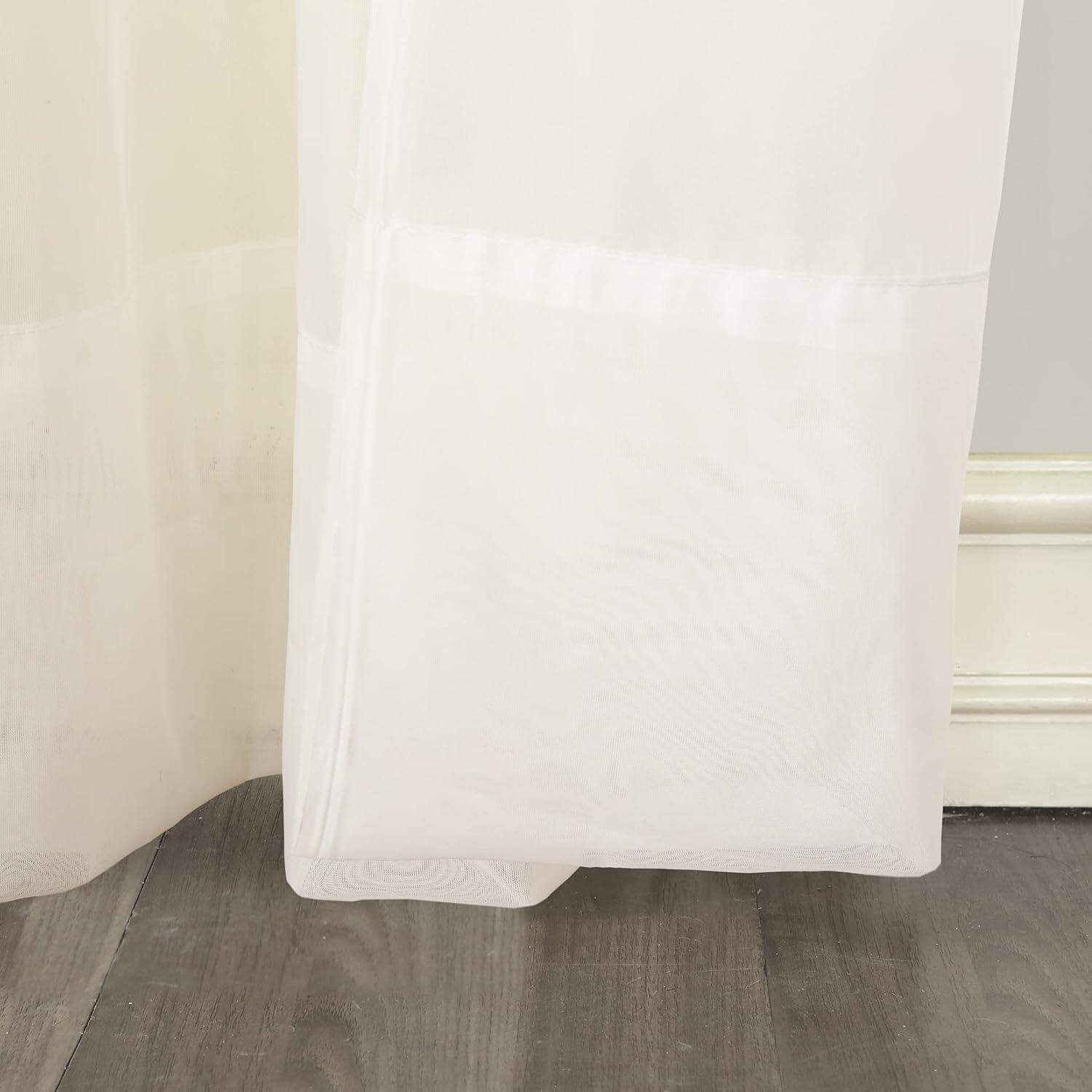 59"x84" No. 918 Sheer Emily Voile Tab Top Curtain Panel Eggshell: Transitional Indoor Polyester Drapery