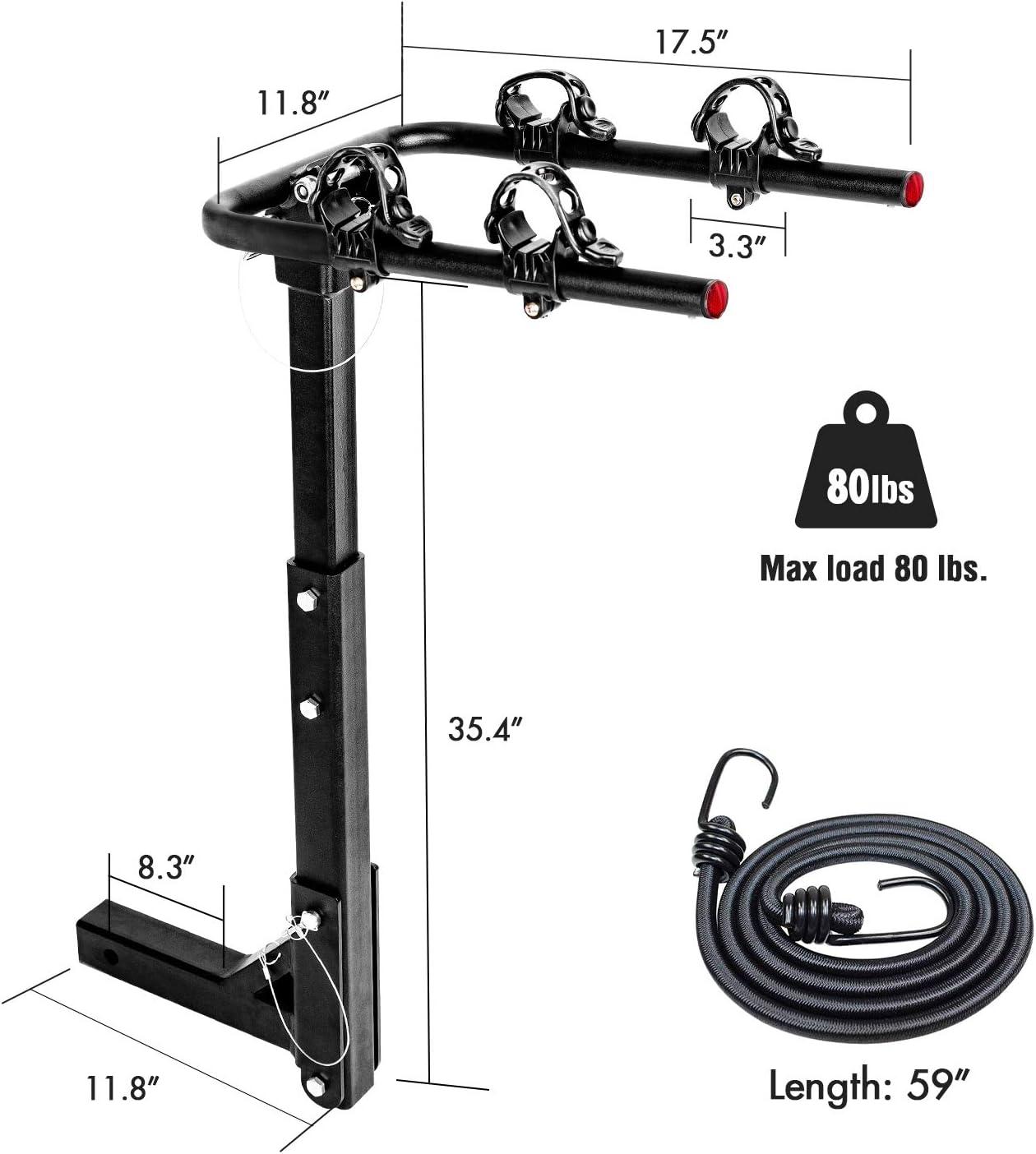 Heavy Duty Black Steel Folding Hitch Mount Bike Rack