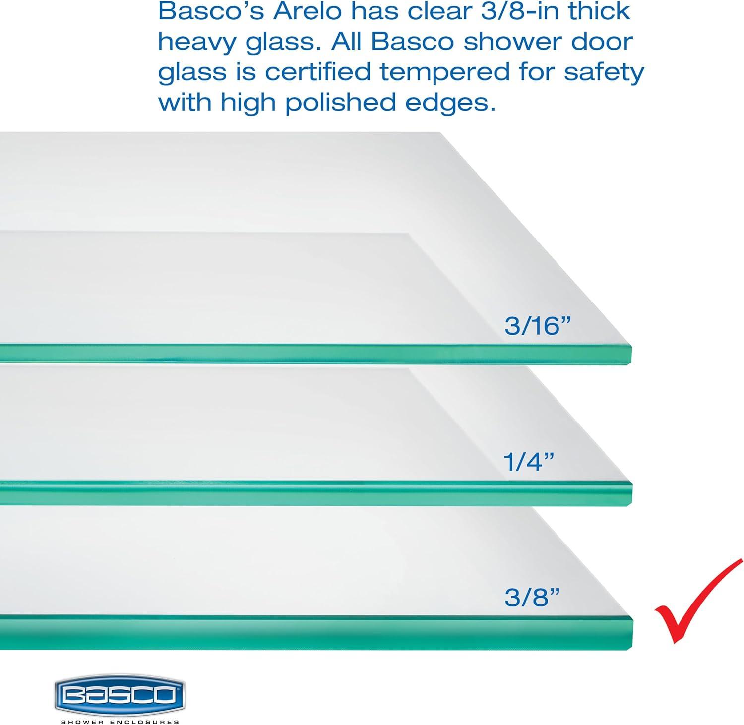 Arelo 56" - 60" W x 72" H Semi-Frameless Shower Door