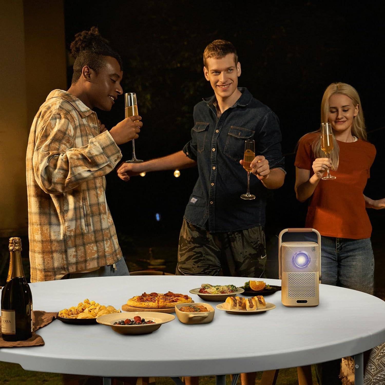 MoNiBloom Plastic Round Folding Table, Portable Foldable Party Banquet Table for Camping Dining Outdoor Picnic