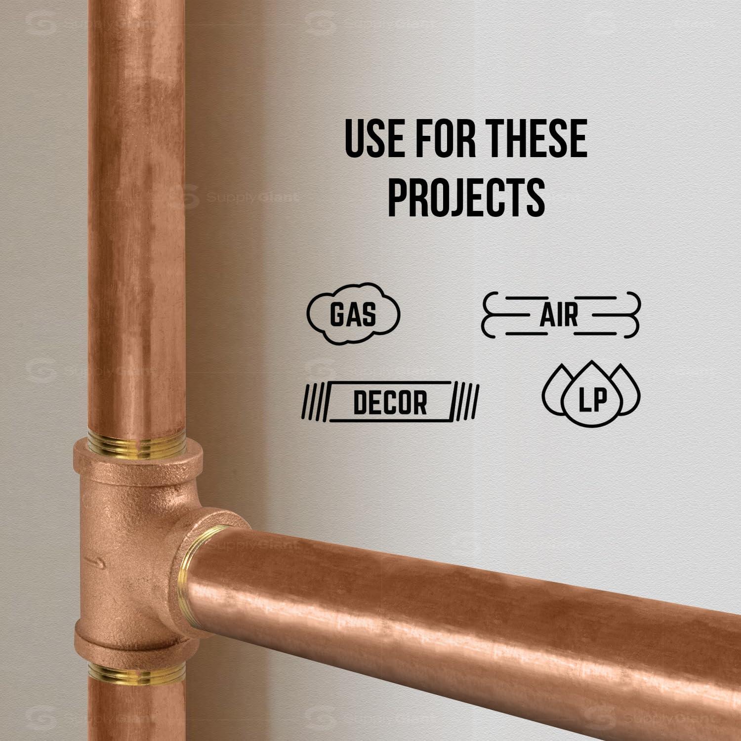Everflow Supplies NPBR1225 2-1/2" Long Brass Nipple Pipe Fitting with 1/2" Nominal Diameter and NPT Ends