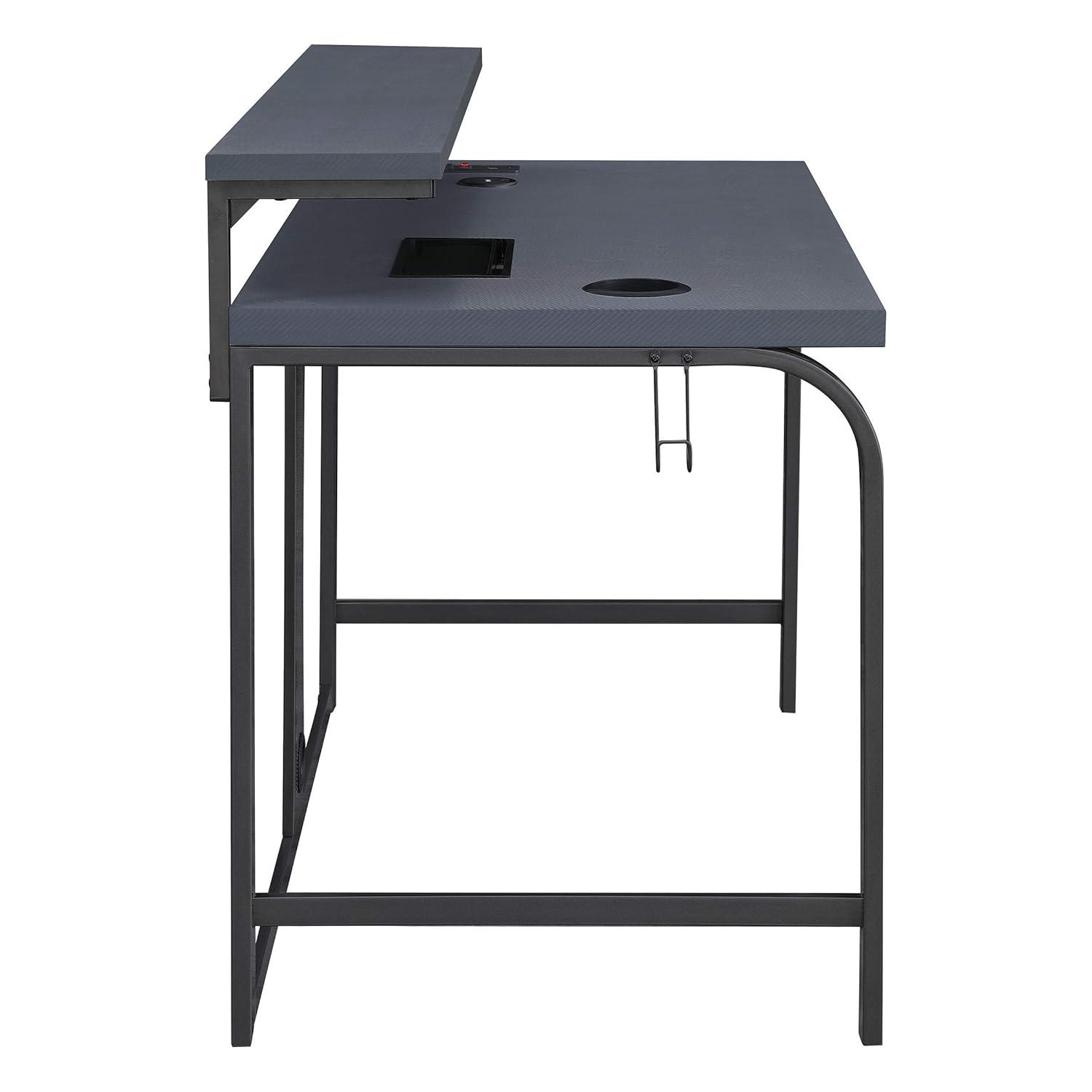 OSP Home Furnishings Reload 48-Inch Gaming Desk in Gray Steel Metal