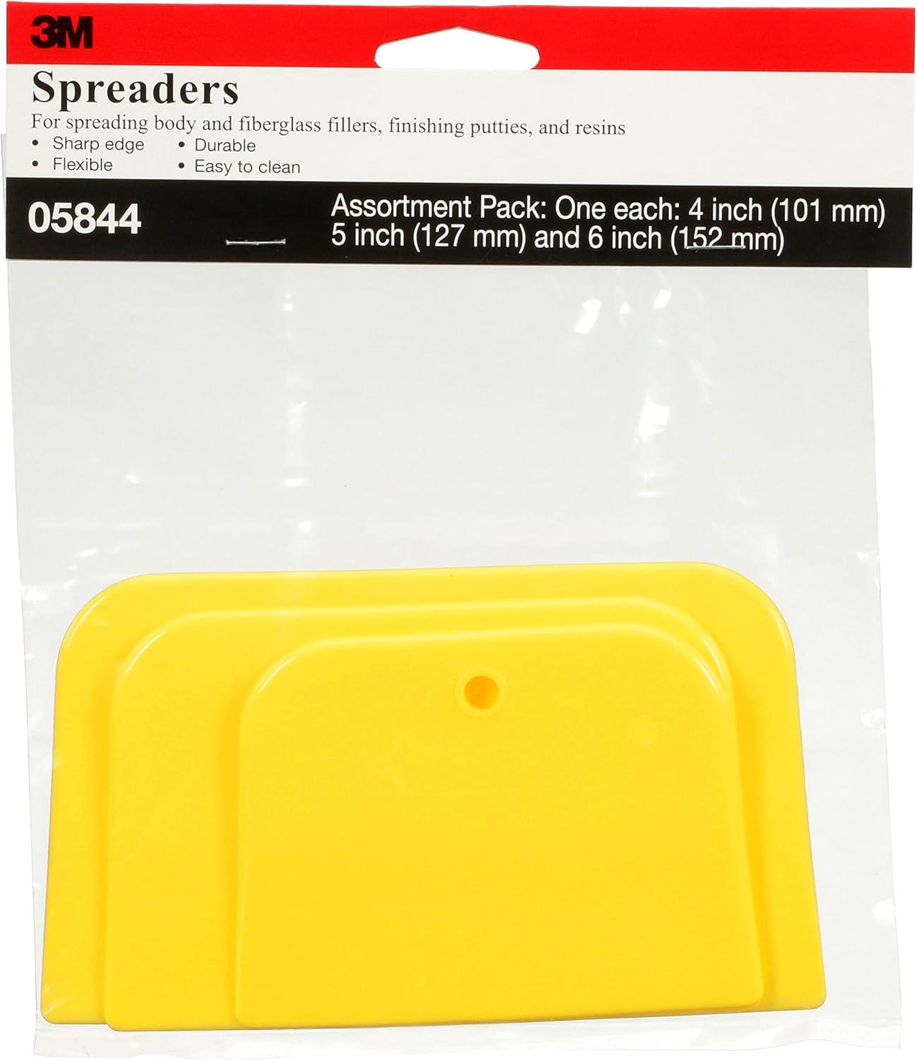 Yellow Flexible Plastic Body Filler Spreaders, 6-inch