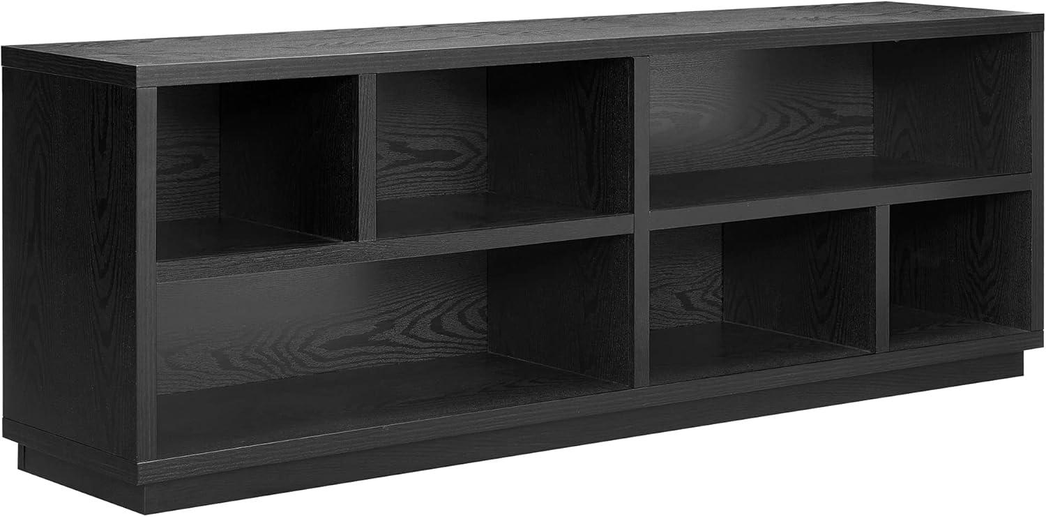 Bowman Black Grain 70" TV Stand with Storage Shelves