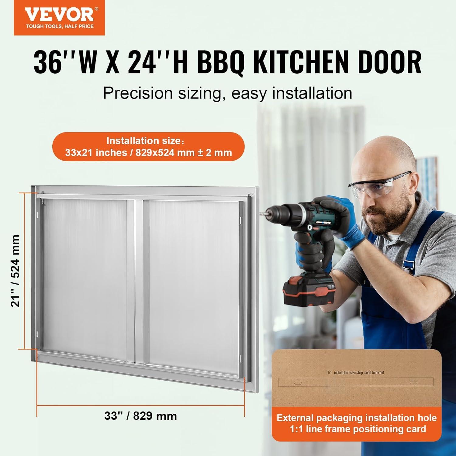 BBQ Access Door, 36W x 24H Inch Double Outdoor Kitchen Door