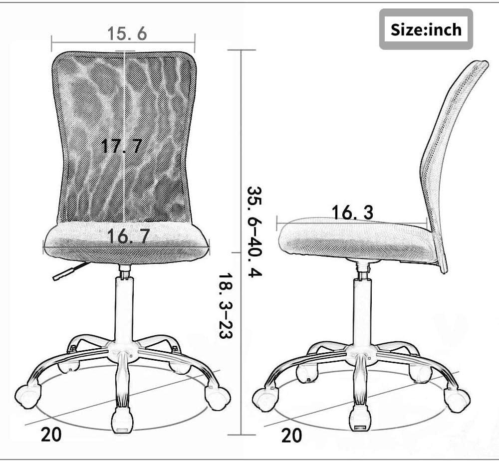 BestMassage Mesh Office Chair Computer Chair with Lumbar Support & Thickly Padded Seat Rolling Swivel Back Support Chair for Home Office, Pink