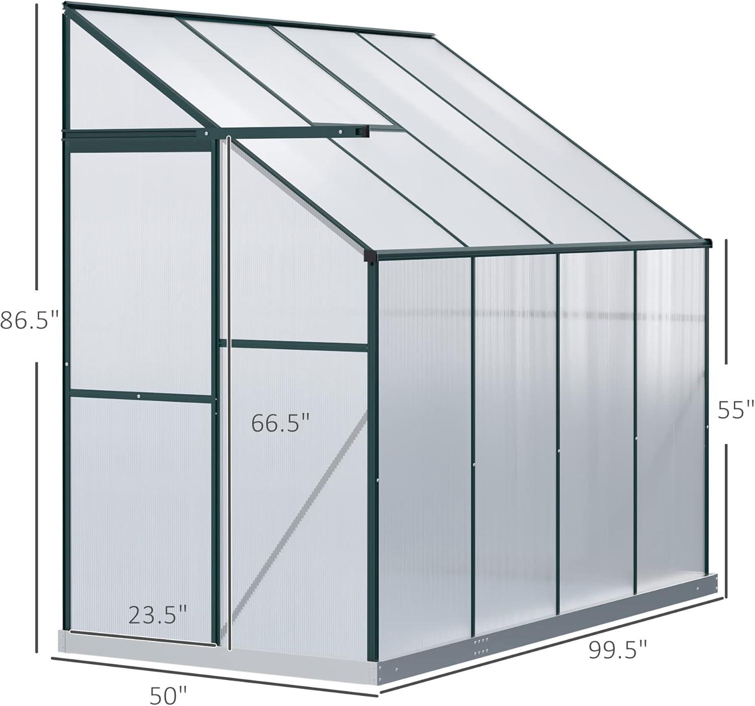 Green 8' x 4' Aluminum Polycarbonate Walk-In Greenhouse