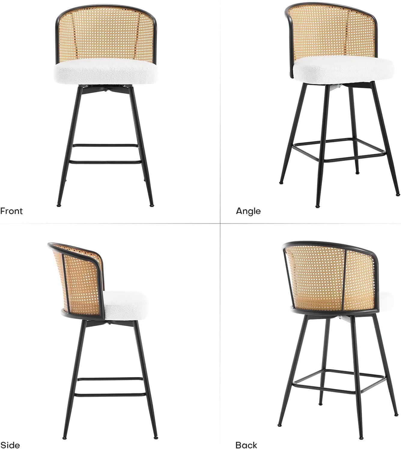 Bay Isle Home™ Cane Back Swivel Upholstered Counter & Bar Stool (Set of 2)