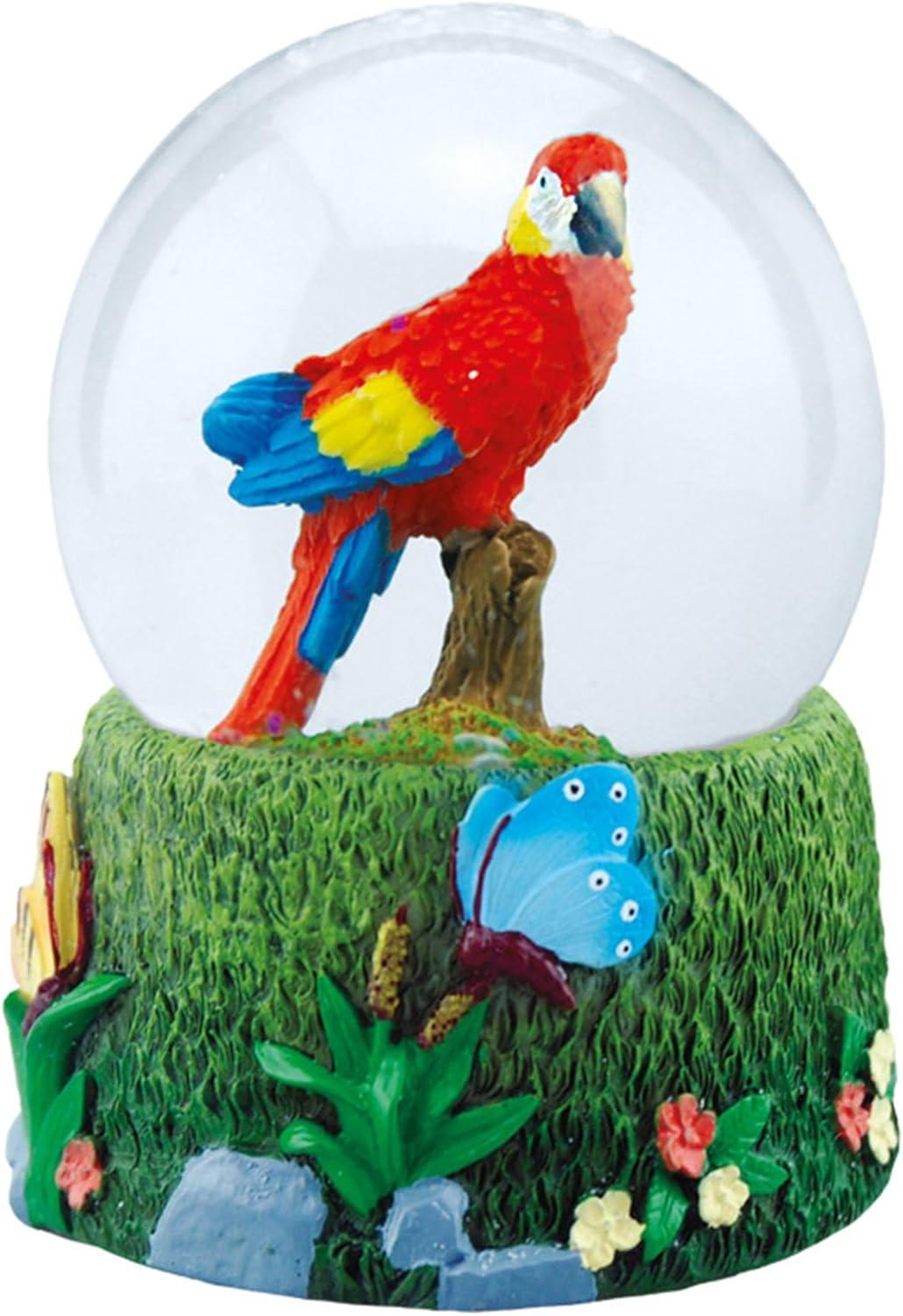 Colorful Parrot Glass Water Globe with Resin Base