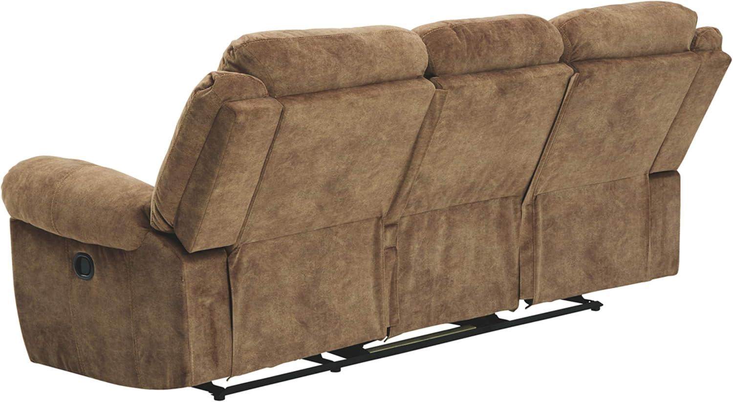 Nutmeg Brown Velvet Manual Reclining Sofa with Cup Holders